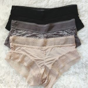 Women's panties size S, boy-shorts with lace, 3 pack